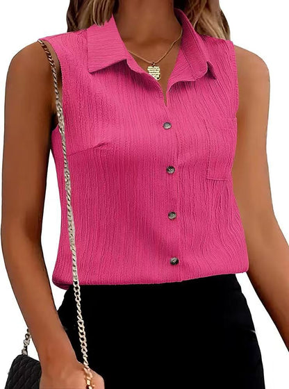 Blouse sans manches à patte de boutonnage structurée dames Chic und Stil