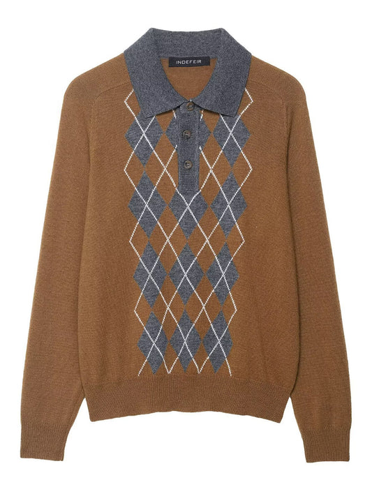 Pull élégant pour femmes avec motif losange et col Chic und Stil