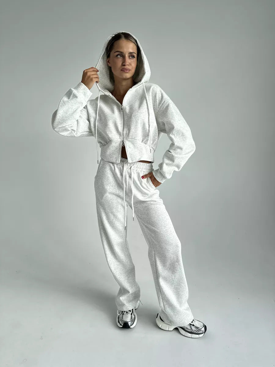 Chic Hoodie Sweatshirt Set and Jogging Pants for Women