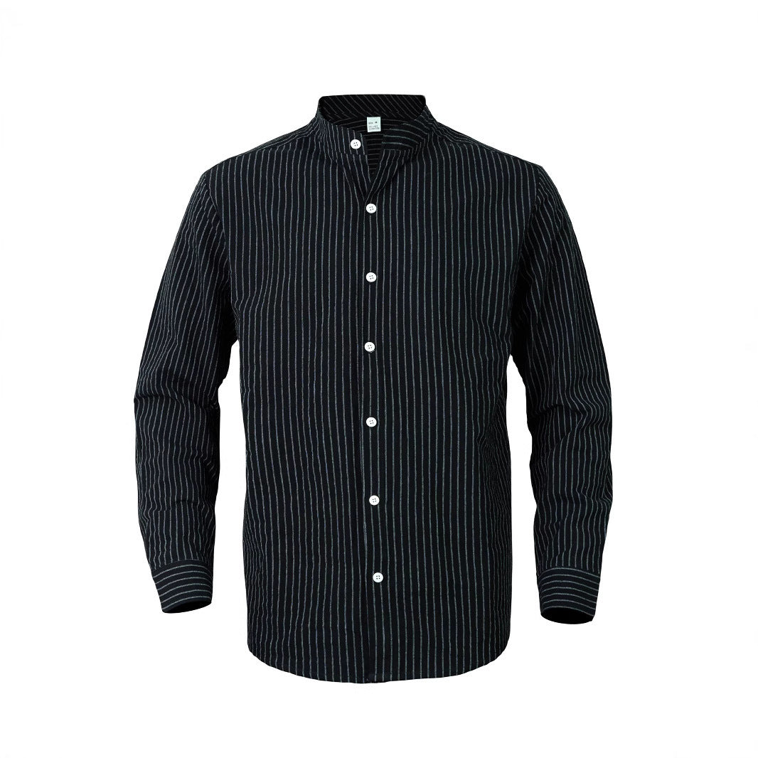 Chemise pour hommes avec des rayures verticales et un col montant moderne Chic und Stil