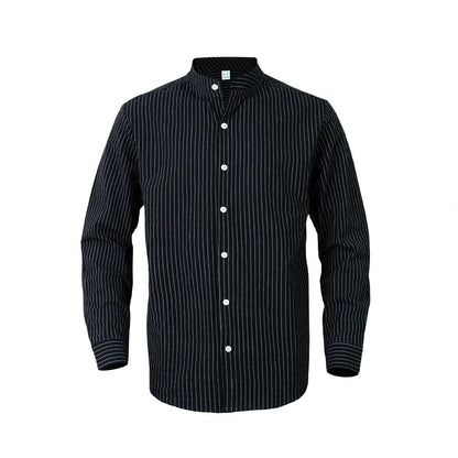 Chemise pour hommes avec des rayures verticales et un col montant moderne Chic und Stil