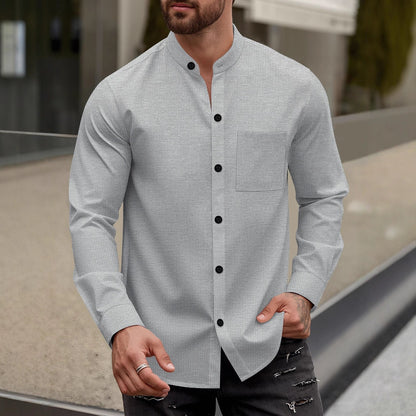 Chemise à manches longues moderne pour homme avec design structuré et poche poitrine pratique Chic und Stil