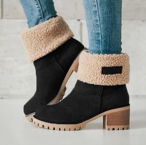 Bottes d'hiver élégantes pour femmes avec col en laine Chic und Stil