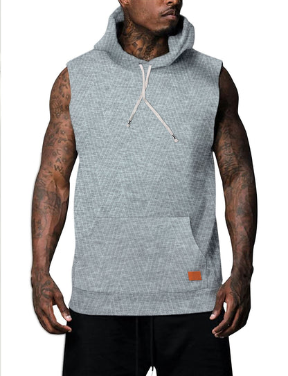 T-shirt à capuche sans manches pour hommes avec design texturé et poche kangourou pratique Chic und Stil