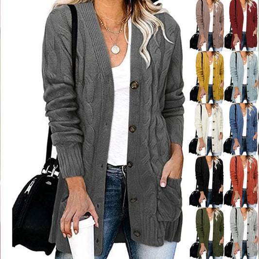 Cardigan en tricot grossier pour femmes avec des détails de boutons et des poches pratiques Chic und Stil