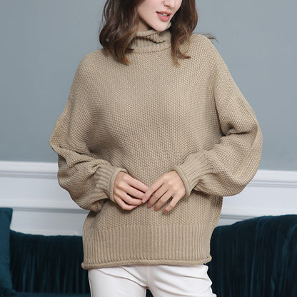 Pull femme en grosse maille avec col roulé et coupe aérienne Chic und Stil
