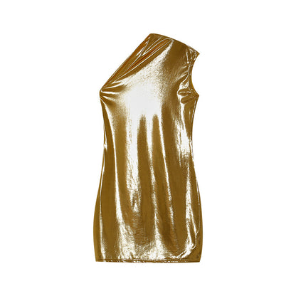 Robe shift asymétrique métallique pour femmes Chic und Stil