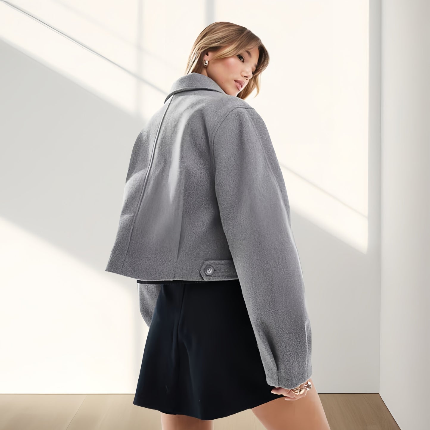 Dames courte, douce veste en mélange de laine Chic und Stil