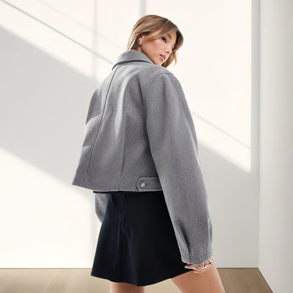 Dames courte, douce veste en mélange de laine Chic und Stil