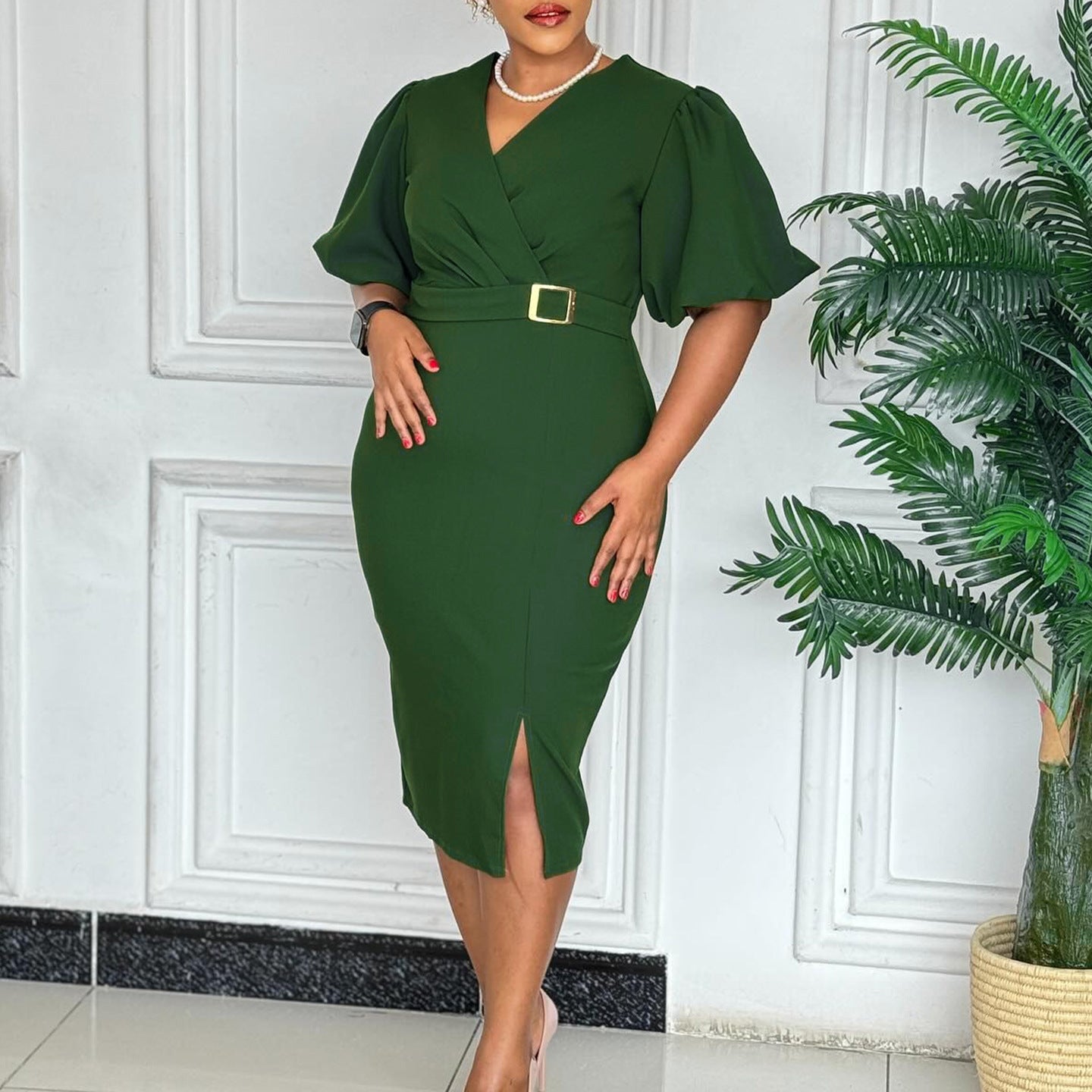 Robe portefeuille pour femme avec élégante boucle de ceinture accentuée Chic und Stil