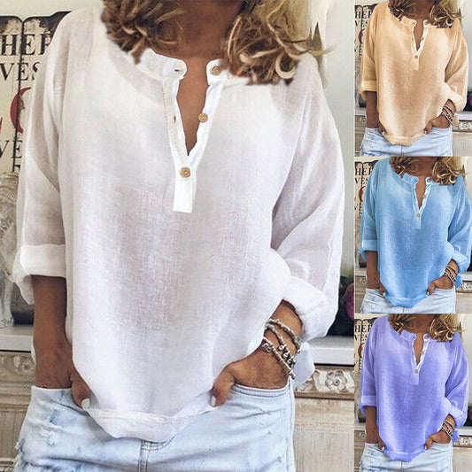 Blouse en lin pour femmes avec patte de boutonnage et coupe intuitive Chic und Stil