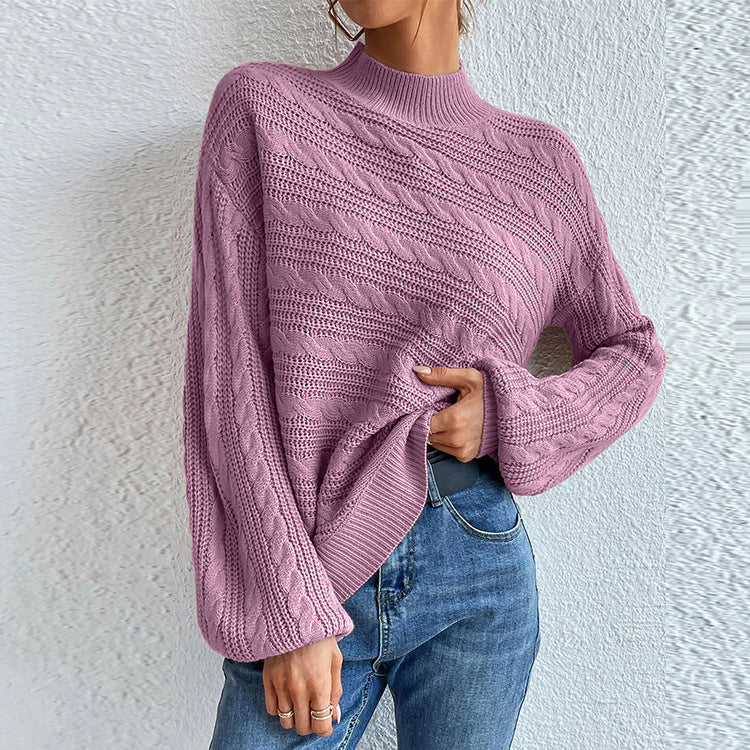 Pull-over en tricot pour femmes avec col montant et motif structuré Chic und Stil