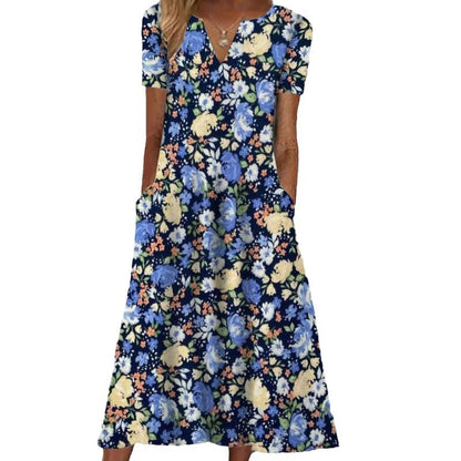 Robe maxi femme avec imprimé floral et poches pratiques Chic und Stil