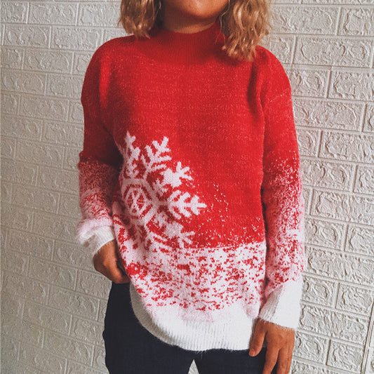 Pull en tricot festif pour femmes avec motif de flocons de neige hivernaux Chic und Stil