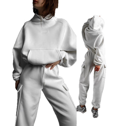 Women Sporty Hoodie Set and Chic Cargo Pants Style