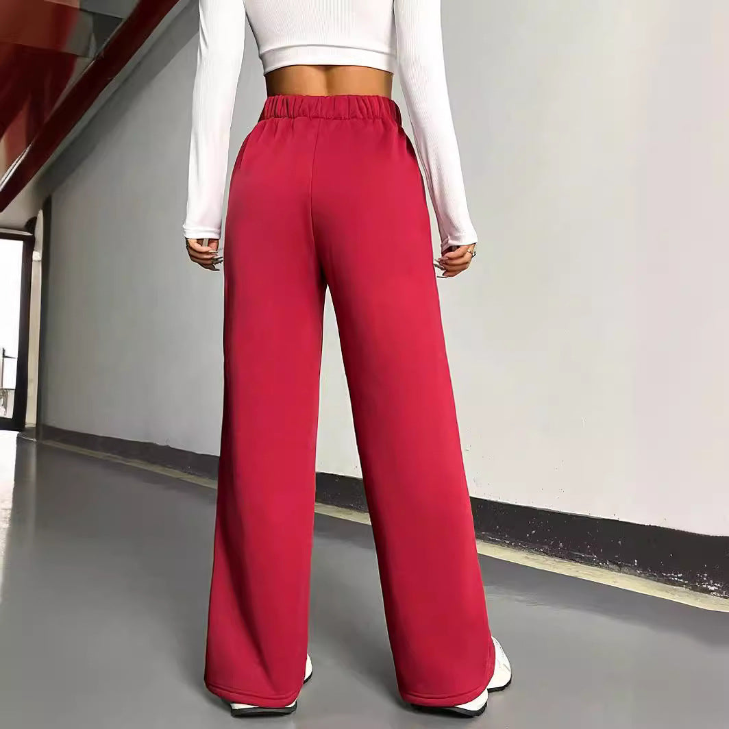 Chic and Style striped decoration wide sporty pants for ladies