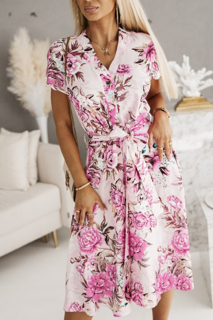 Robe A-line à boutons pour femmes avec impression abstraite Chic und Stil