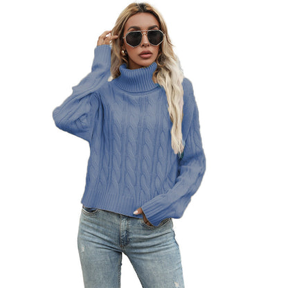 Dames gros tricot col roulé pull avec motif en torsade et coupe décontractée Chic und Stil