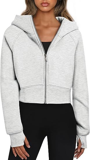 Veste à capuche cropped pour femmes avec fermeture éclair intégrale Chic und Stil