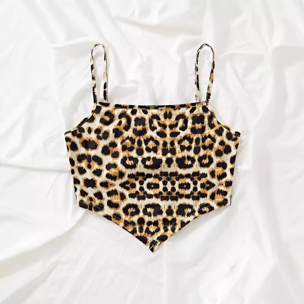 Dame Crop-top au motif léopard tendance Chic und Stil