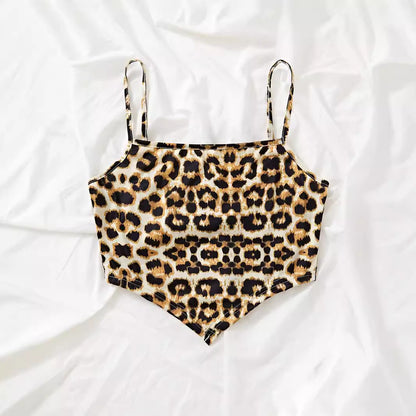 Dame Crop-top au motif léopard tendance Chic und Stil