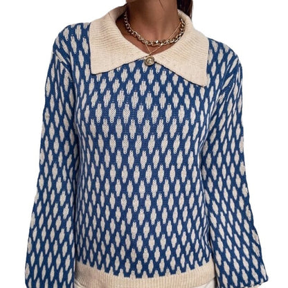 Pull femme designer avec col contrasté Chic und Stil