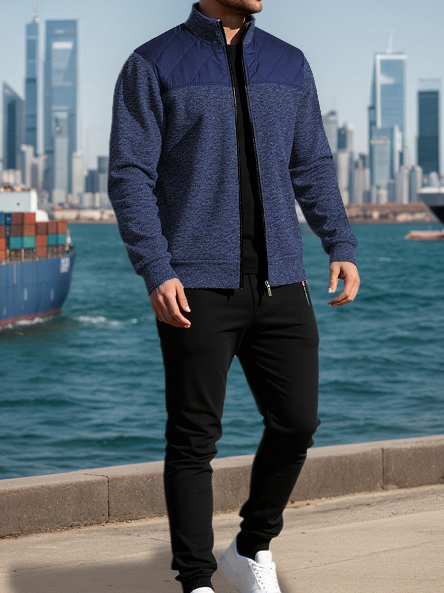 Veste de sport pour hommes avec un motif à côtes horizontales et une zone d'épaule légèrement rembourrée Chic und Stil