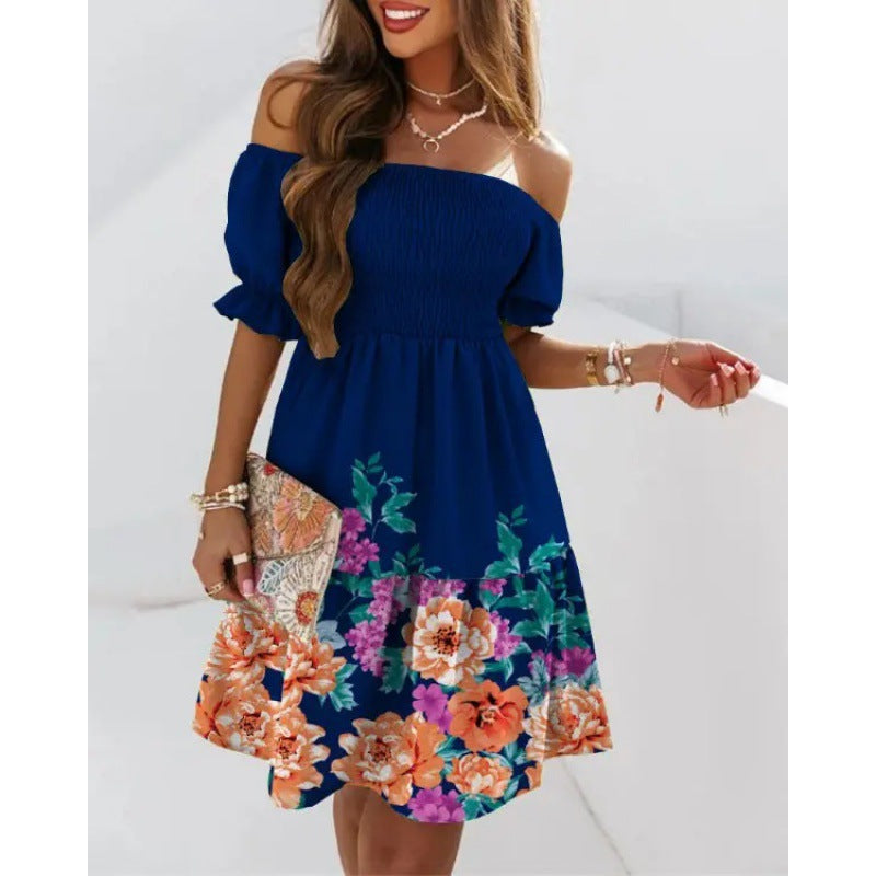 Robe à volants florale décolletée pour femmes Chic und Stil