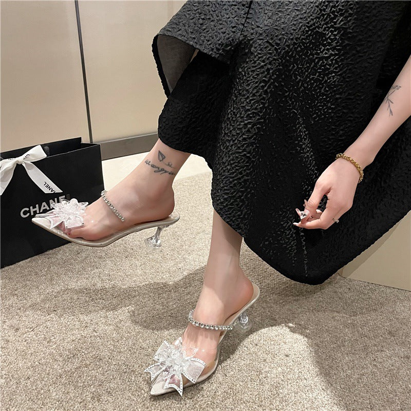 Dames Élégantes Mules avec avant transparent et détail en strass scintillant Chic und Stil