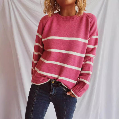 Pull décontracté pour femmes avec col structuré et motif rayé tendance Chic und Stil