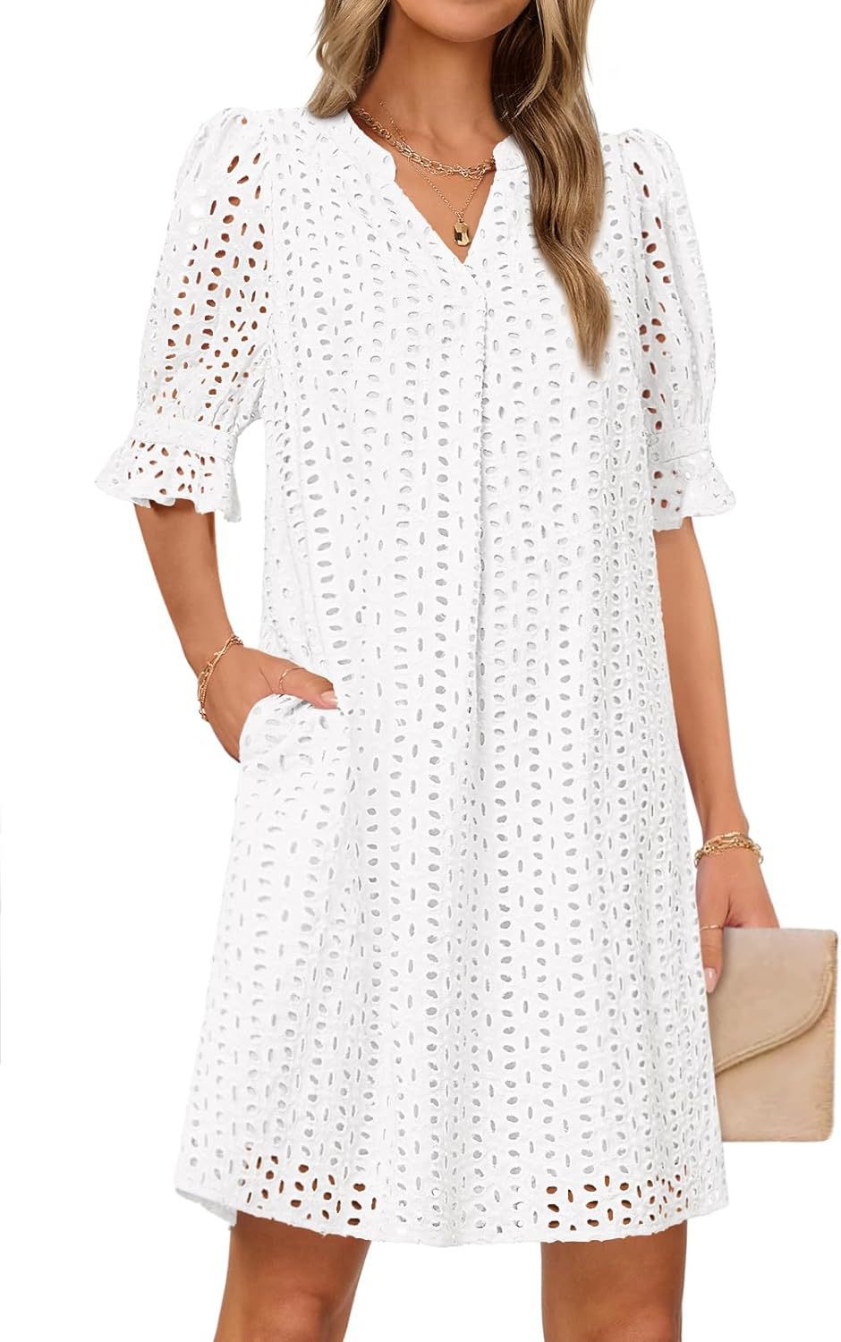 Robe d'été fluide pour femme avec des détails en dentelle élégants Chic und Stil
