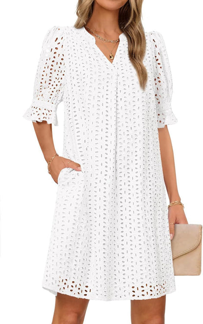 Robe d'été fluide pour femme avec des détails en dentelle élégants Chic und Stil