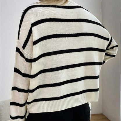 Pull à tricoter décontracté pour femmes avec des motifs rayés fascinants Chic und Stil