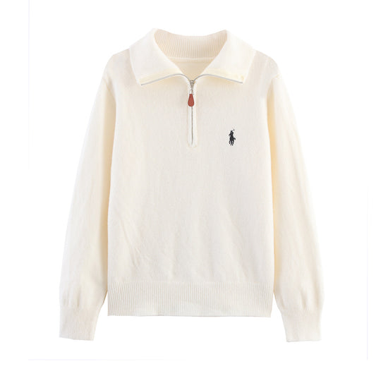 Pull décontracté pour femmes avec col de haute qualité et fermeture à glissière Chic und Stil