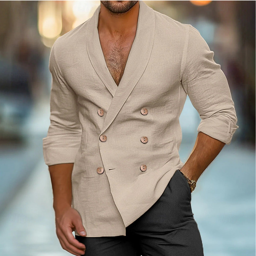 Blazer en lin élégant pour hommes avec coupe moderne et double boutonnage Chic und Stil