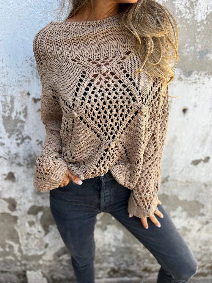 Pull en tricot léger pour femmes avec un motif en crochet unique Chic und Stil