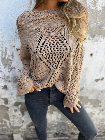 Pull en tricot léger pour femmes avec un motif en crochet unique Chic und Stil