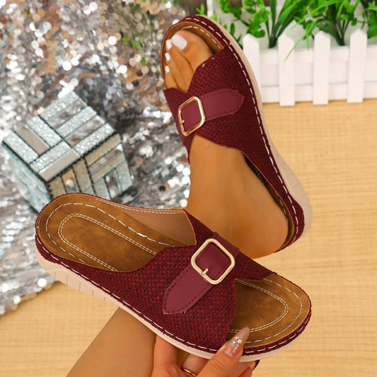 Sandales à brides pour femmes avec un motif pied-de-poule à la mode et une bride réglable Chic und Stil