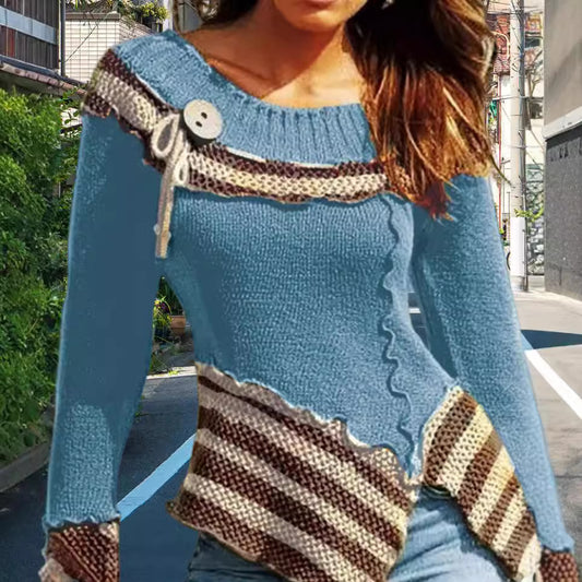 Pull-over en tricot pour femmes avec design artistique et détails élégants Chic und Stil