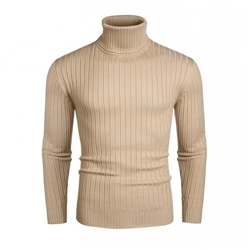 Pull à col roulé pour hommes avec design côtelé Chic und Stil