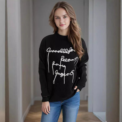 Pull décontracté pour femmes avec inscription créative Chic und Stil
