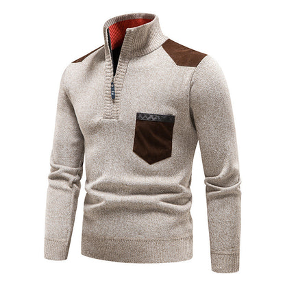 Pull en tricot de haute qualité pour homme avec fermeture éclair moderne et poche poitrine pratique Chic und Stil