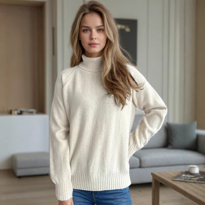 Pull en maille pour femmes avec col montant et motif texturé Chic und Stil