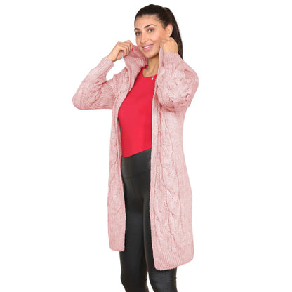 Dames Gros Tricot Hoodie-Manteau avec Design de Tresse et Poches Profondes Chic und Stil