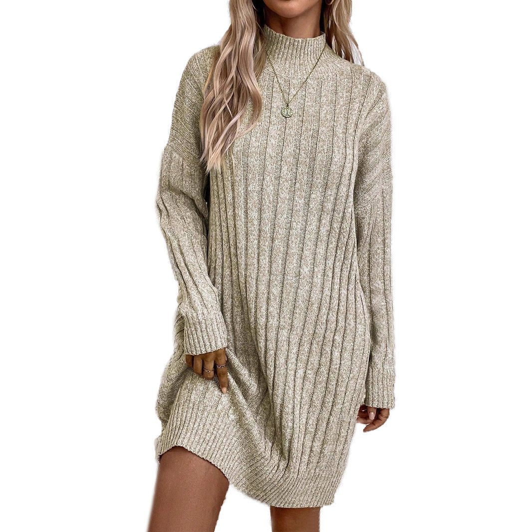 Robe en maille pour femmes avec col montant et motif en côtes texturé Chic und Stil