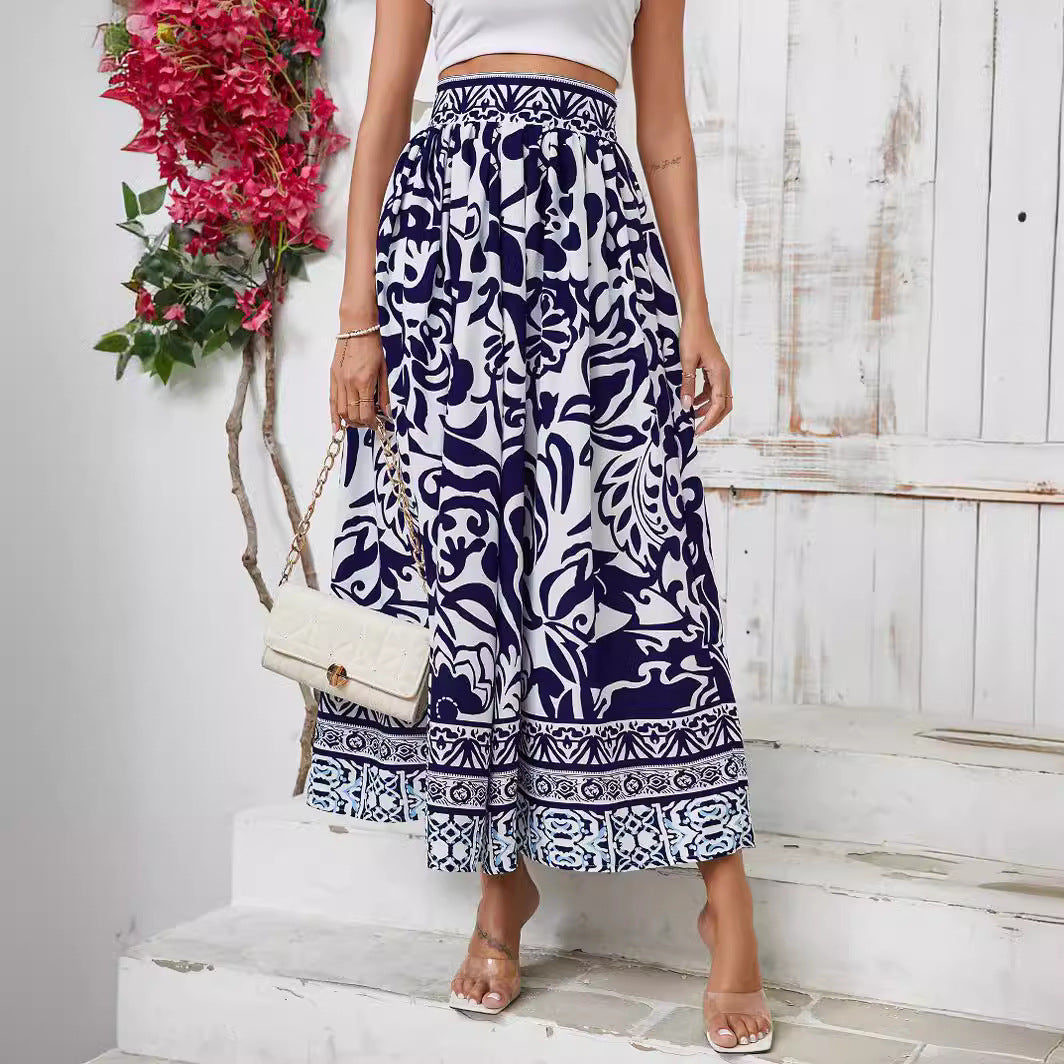 Dames Élégant Fleurs Maxi Jupe Chic und Stil