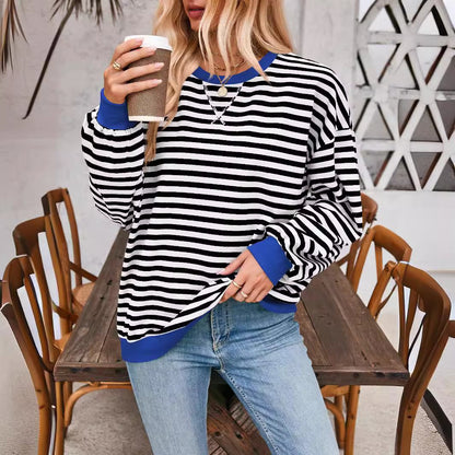 Femme pull décontracté avec motif rayé saisissant et bords élastiques Chic und Stil