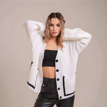 Cardigan en tricot épais pour femmes avec des détails de bouton modernes et une coupe décontractée Chic und Stil
