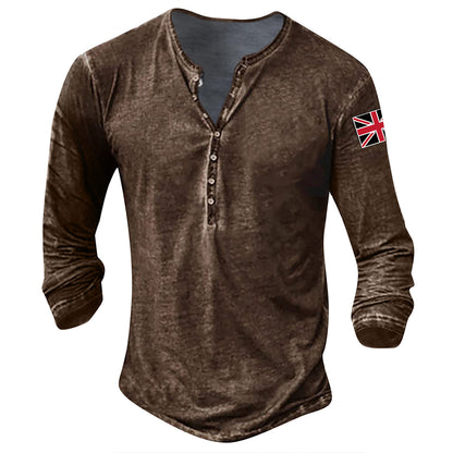 Chemise à manches longues tendance pour hommes avec patte de boutonnage et appliqué de drapeau Chic und Stil