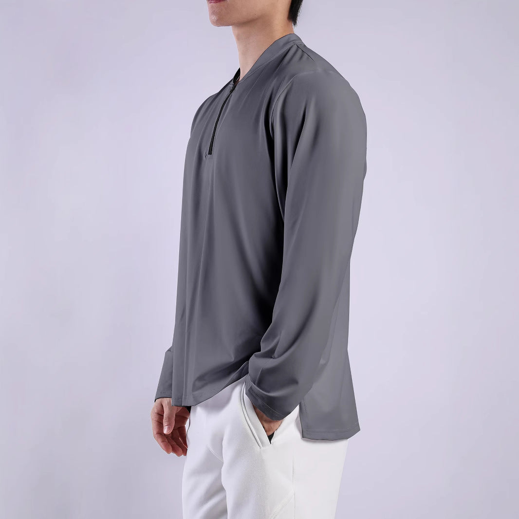 Functional long-sleeve shirt for men with high collar and zipper Chic und Stil